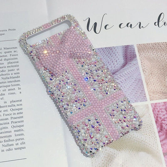 Handmade Rhinestone Bow Mobile Case for Samsung Z Flip Anti-Drop