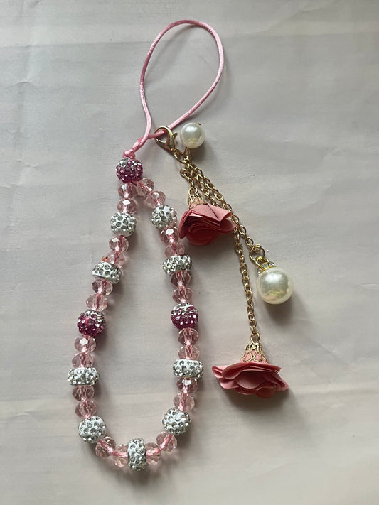 006 mobile phone chain pink shiny chain